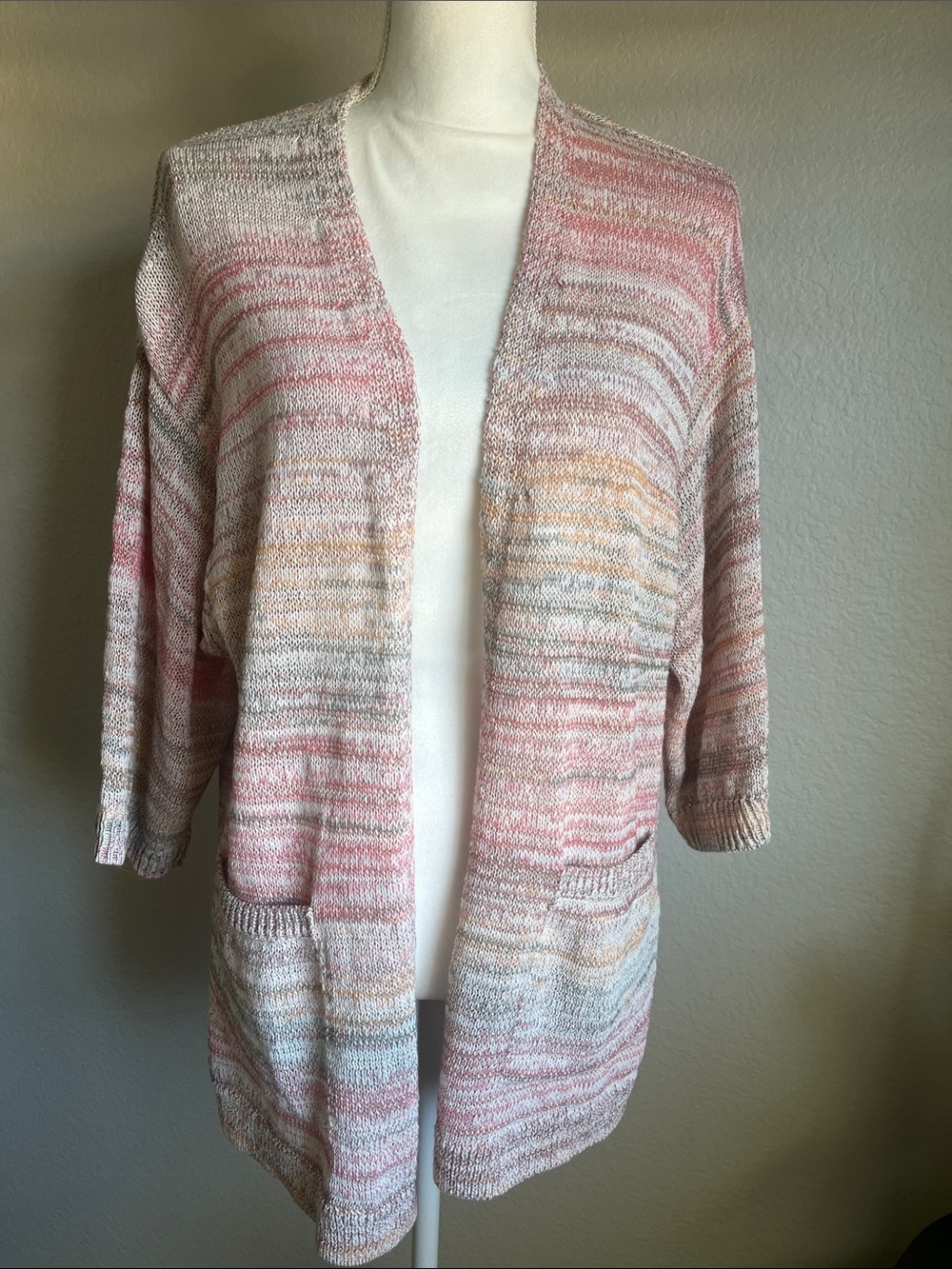 Old Navy Pastel Pink Multicolor Open-Front Cardigan
